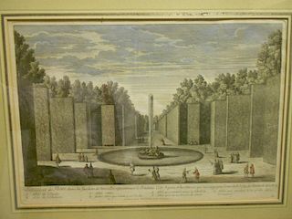 Baquoy after Girard,  A pair of coloured engravings of Versailles Gardens, published by Mortain, lat