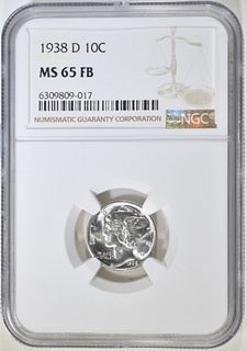 1938 D MERCURY DIME NGC MS 65 FB