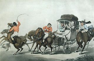 Thomas Rowlandson (1756-1827), English Travelling or The First Stage from Dover, coloured etching an
