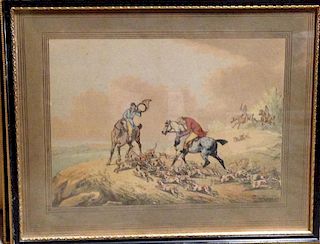 Samuel Howitt (1756-1822), Fox Hunting, set of six aquatints trimmed to image, 7.7 x 24 cm (6) <br>