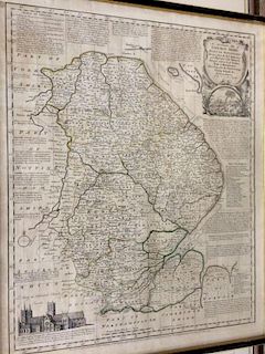 Robert Morden Lincolnshire engraved hand coloured map, 37 x 43cm; with an Accurate Map of Lincolnshi
