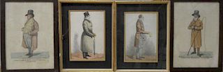 Richard Dighton  Four typical caricatures: A View from Baxter's Livery Stables, Cambridge; A View of