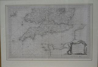 Bellin, Carte Reduite des Isles Britanniques, Partie Meridionale de L'Angleterre, double page engrav