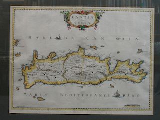 Peyrounin (A ), Candia, olim Creta, engraved map of Crete with outline hand-colouring, published by