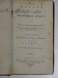 SMITH (Adam) Essays on Philosophical Subjects, with an Account of the Life and Writings of the Autho