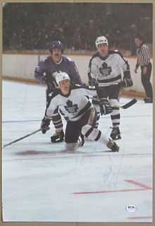 Cote/Salming/Paiement Maple Leafs Signed Vintage Program Poster  PSA/DNA 154865