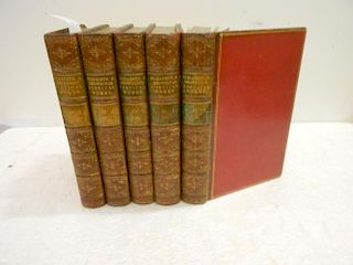 BROWNING (Elizabeth Barrett) Poetical Works, in five vols., 1877, 8vo, 11th edition, full red polish