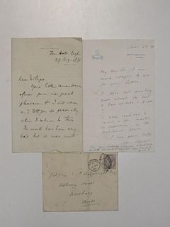 SULLIVAN (Arthur) English composer, (1842-1900), autograph letter signed, two pages, dated 29 Aug. 1