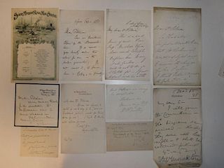 A collection of loose letters, clipped signatures, signed envelopes etc, including several written t
