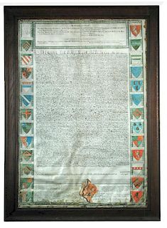 MAGNA CARTA, a facsimile engraved by John Pine, printed on vellum. Copy of King John's Great Charter