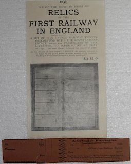 Early Railway history in England, an unused train ticket from Liverpool to Warrington, 1832 (small t