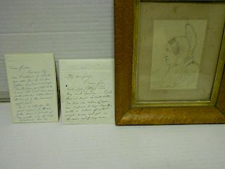OPIE (Amelia) Two autograph letters signed, 1842 and 1844, 'Dear Friends...'; and a pencil sketch he