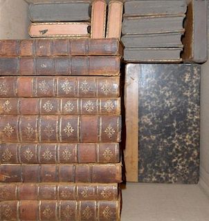 Literature, leather bound. Various works including 18th century, odd volumes and others, in varying