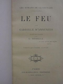 D'ANNUNZIO (Gabriele), Le Feu, Paris, c. 1910, 8vo, author's full inscription on half title to Romai