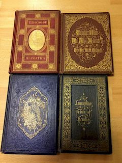 Literature with embossed covers, 19th century, thirteen various vols. 8vo or smaller, including two