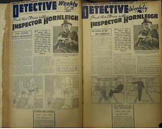 Inspector Hornleigh, a scrap album of newspaper cuttings, circa 1930s, of crime and mystery stories,