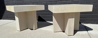 Pair Post Modern Low End Tables 