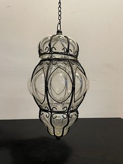 Mid Century Moroccan Bubble Glass Lantern 