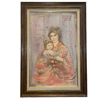 EDNA HIBEL Lithograph and Oil Painting ELSA & BABY 