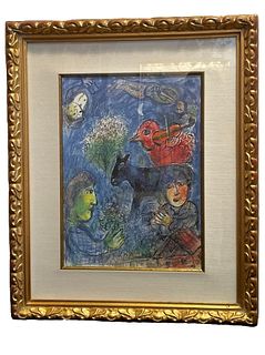 MARC CHAGALL Signed Lithograph Titled "Abenderinnerung" 