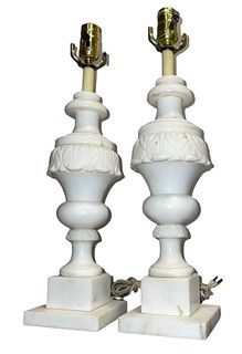 Pair of French Carved Marble Table Lamps