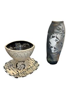 MAGASAMEN & LINDBERG Post Modern Ceramic Vase Plate