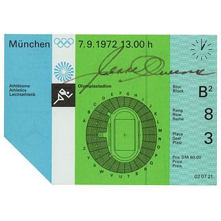Jesse Owens Signed Munich 1972 Summer Olympics Ticket Stub