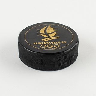 Albertville 1992 Winter Olympics Official Hockey Game Puck