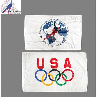 Dan Jansen&#39;s Team USA Olympic and World Championship (2) Flags