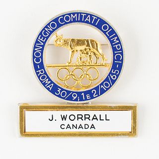 Rome 1965 National Olympic Committees (ANOC) First General Assembly Badge for James Worrall