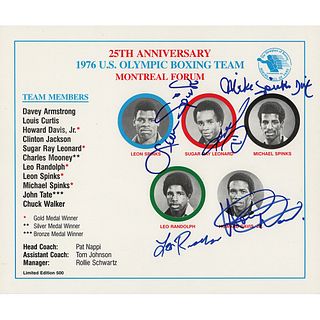 Montreal 1976 Summer Olympics USA Boxing Team Signed Souvenir Sheet