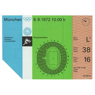 Munich 1972 Summer Olympics Memorial Service Ticket
