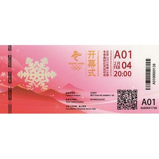 Beijing 2022 Winter Olympics Opening Ceremony Ticket