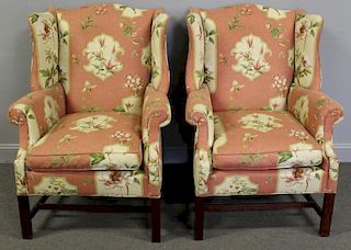 Pair of Quality Upholstered Wing Back Chairs.