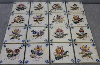 Group of Approximately 300 Vintage Painted Tiles.