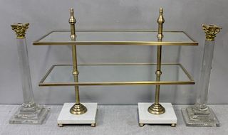 Pair of Glass Candlesticks and a Tabletop