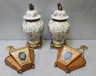 Pair of Decorative Gilt Metal Mounted Chinoiserie
