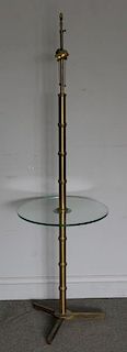 Midcentury Brass Bamboo Form Lamp Table.