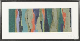 Carol Cade (American 20th/21st c.), collage, titled Poems Series #7, 14'' x 37''.