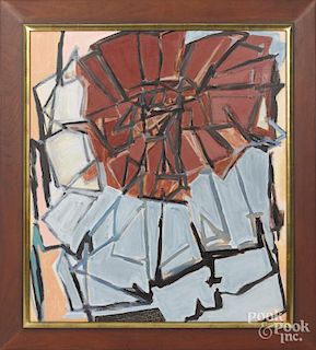 Claire Seidl (American, b. 1952), oil on canvas geometric abstract, signed verso and dated 1988