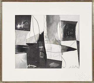 Alexis Portilla (American, b. 1965), mixed media, titled Horizontal B & W II, signed lower right