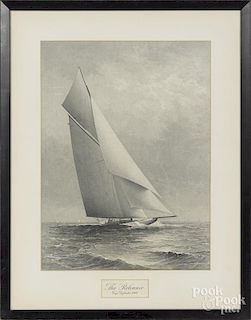 Marshall Johnson (American 1850-1921), engraving of The Reliance Cup Defender, 1903, 22'' x 16''.