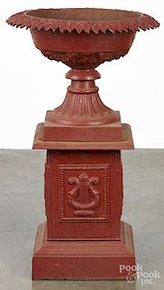 Victorian cast iron planter, 35'' h., 20'' w.