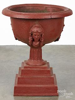 Victorian cast iron planter, 29'' h., 24'' w.