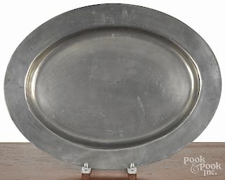 Samuel Duncomb English pewter serving tray, late 18th c., 19 3/4'' w.