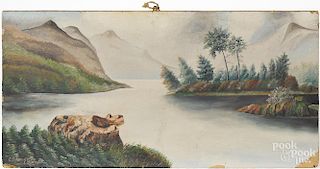 Three landscapes, early 20th c., one signed C. R. Savage 1925, 12'' x 24''