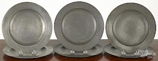 Six English pewter plates, early 19th c., bearing the touch of Townsend and Compton, 8 3/4'' dia.