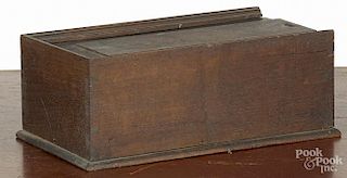 Pennsylvania walnut slide lid candlebox, signed John Beckner and dated 1812, 4 1/4'' h.