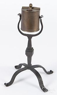 Contemporary wrought iron and brass kettle lamp, 8 1/2'' h.
