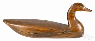 Hollow body carved Canada goose decoy, early 20th c., 24'' l.